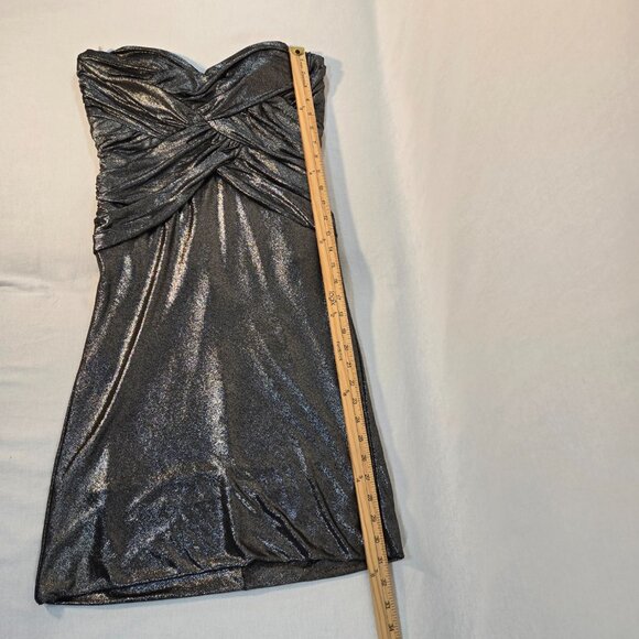 MILANO Silver Metallic Strapless Ruched Ruffled Mini Dress Size XXXL New NO Tag! - Picture 14 of 16